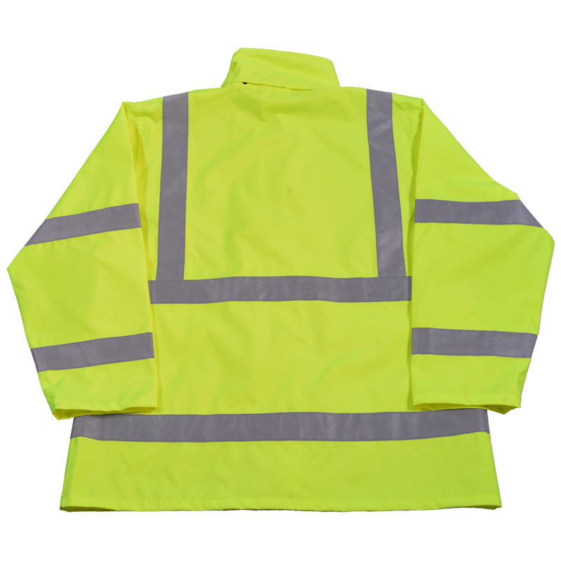 Petra Roc LRJK-C3 ANS Class 3 Lime Waterproof High Visibility Rain Jacket, Back