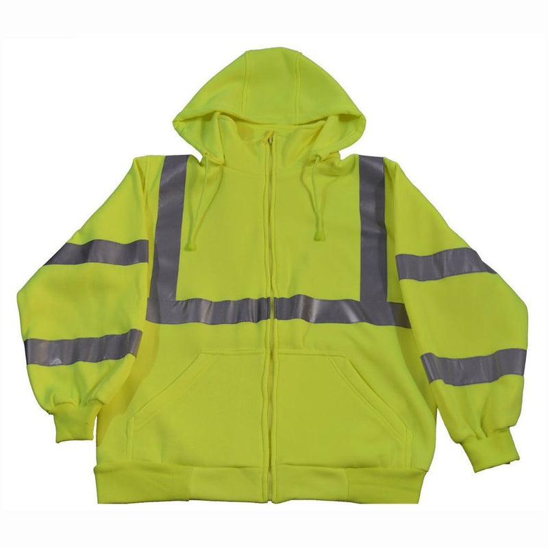 Petra Roc LSWS-C3 ANSI Class 3 Lime Green Zip-Up Sweatshirt With Detachable Hood