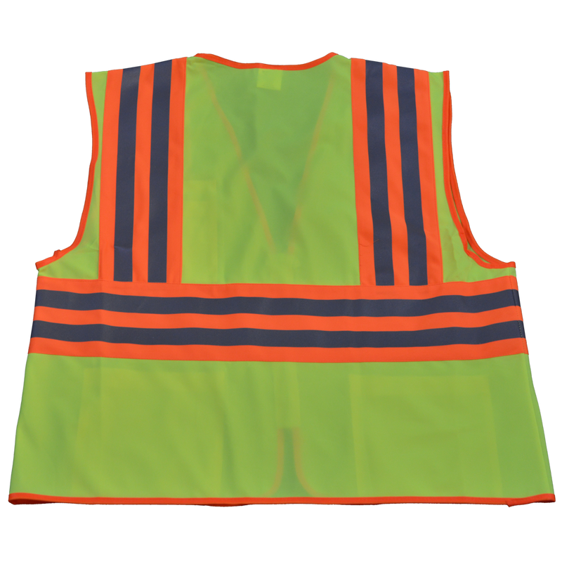 ANSI Class 2 Deluxe Two Tone DOT High Visibility Safety Vest, Solid Back