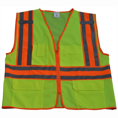 Petra Roc LV2-FSMBCB2 ANSI Class 2 Solid Front Mesh Back Two Tone DOT Surveyors Vest