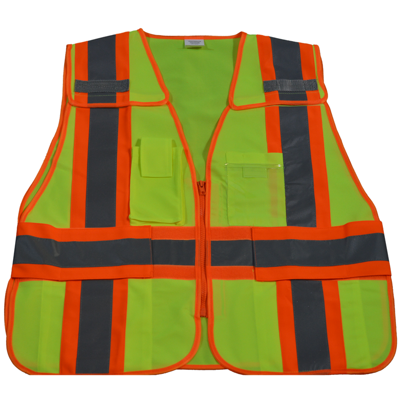 Petra Roc 5-Point Breakaway Public Safety Vest, Lime Solid Front