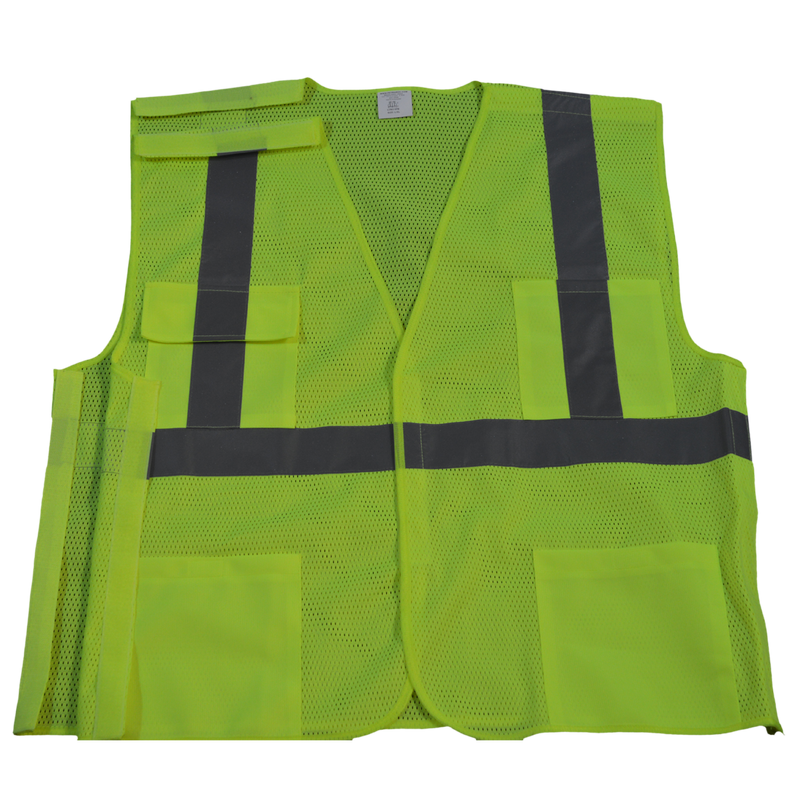 Petra Roc LVM2/OVM2-5PB ANSI/ISEA Lime 5-Point Break Away Class II Safety Vest, Front