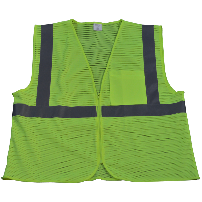 Petra Roc LV2-CB0/LVM2-CB0 ANSI Class 2 Safety Vest with Zipper Closure, Mesh Front