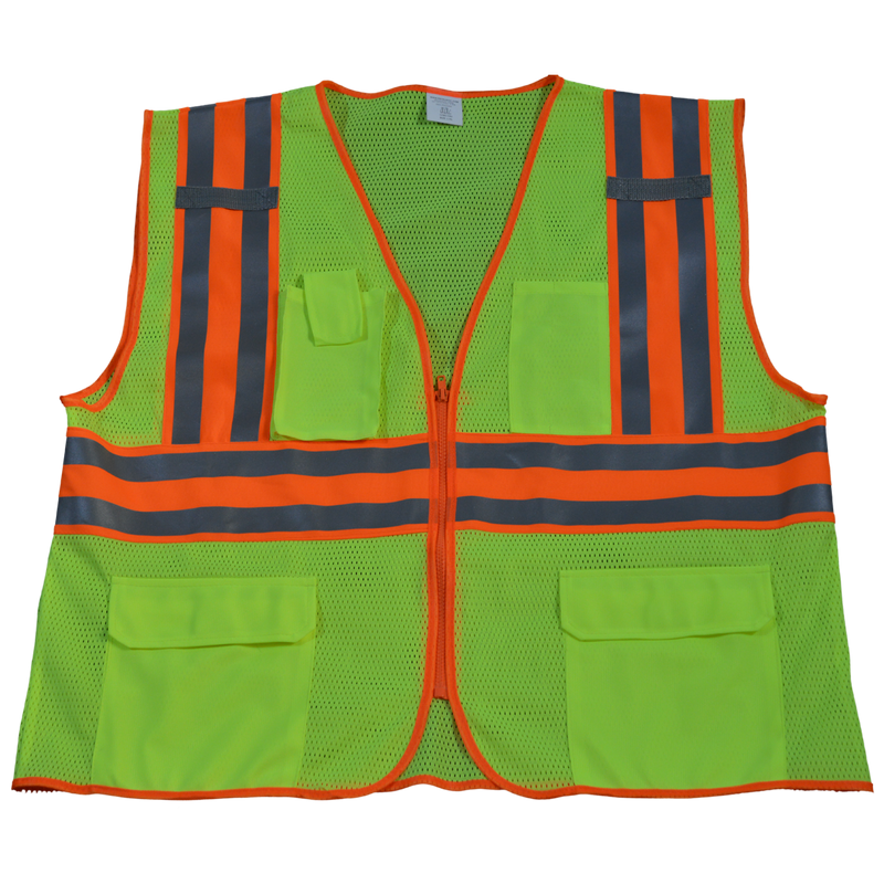 ANSI Class 2 Deluxe Two Tone DOT High Visibility Safety Vest, Mesh Front