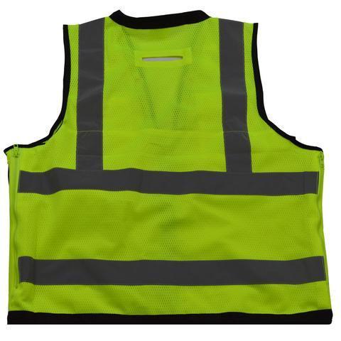 ANSI Class 2 Deluxe 8-Pocket High Visibility Heavy Duty Surveyors Safety Vest, Back