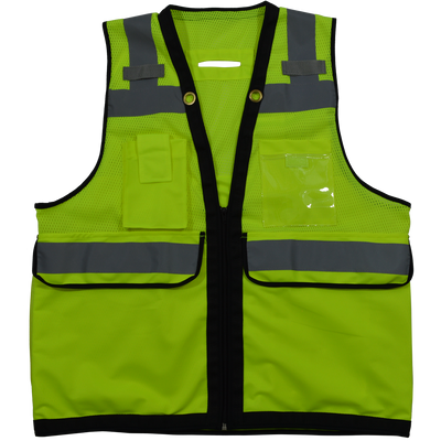 ANSI Class 2 Deluxe 8-Pocket High Visibility Heavy Duty Surveyors Safety Vest, Front