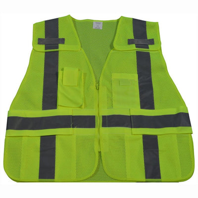 Petra Roc LV2/LVM2-LPSV ANSl All Lime Expandable 5-Point Breakaway Public Safety Vest, Mesh Front