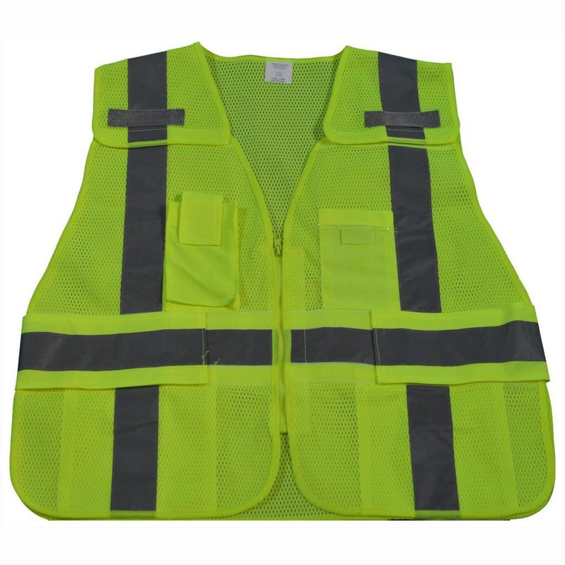 Petra Roc LV2/LVM2-LPSV ANSl All Lime Expandable 5-Point Breakaway Public Safety Vest, Mesh Front