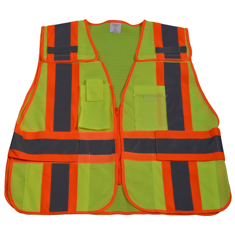 Petra Roc 5-Point Breakaway Public Safety Vest, Lime Mesh Front