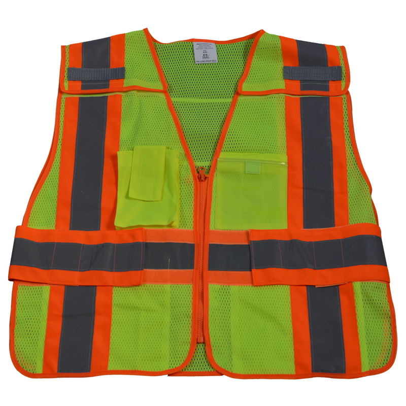 LVM2/LV2-PSVP ANSI/ISEA Class 2 Two Tone Expandable 5-Point Breakaway Public Safety Vest, Mesh Front