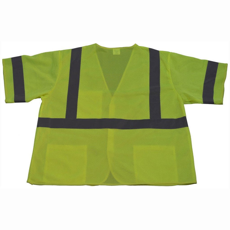 Petra Roc LVM3 ANSI/ISEA 107-2010 Class 3 Vest, Lime Mesh Velcro Closure, Back