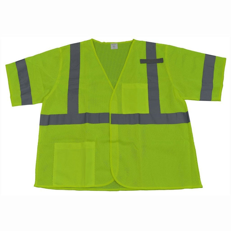 Petra Roc LVM3 ANSI/ISEA 107-2010 Class 3 Vest, Lime Mesh Velcro Closure, Front