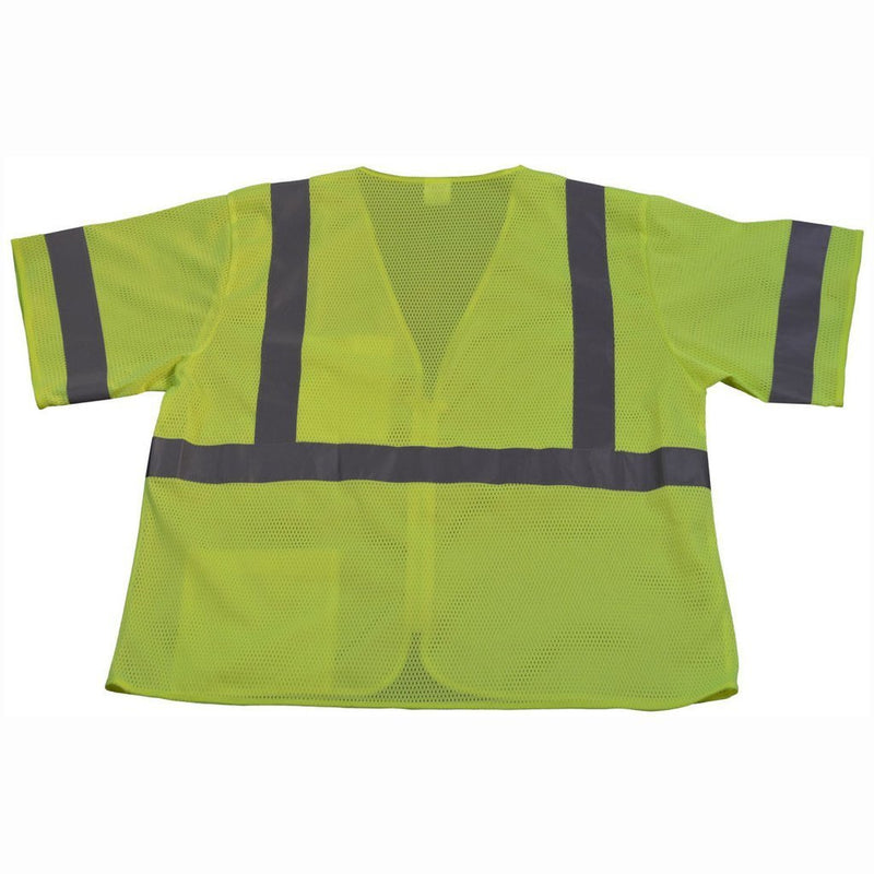 Petra Roc LVM3-Z ANSI/ISEA 107-2010 Class 3 Vest, Lime Mesh Zipper Closure, Back