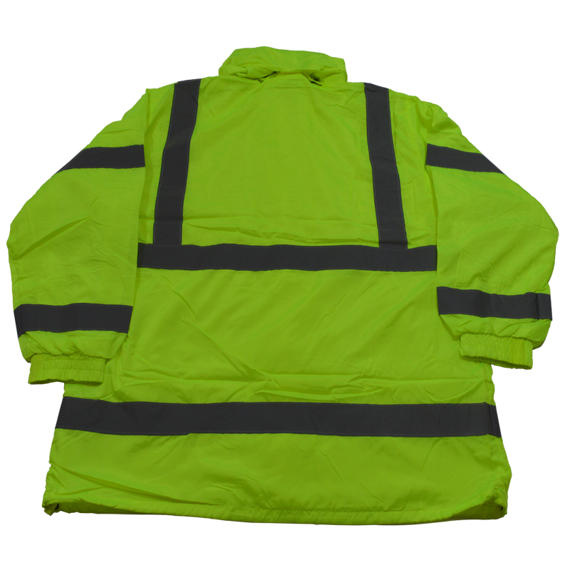 Petra Roc LWB-C3 ANSI Class 3 Lime Green Windbreaker Jacket With Detachable Hood, Back