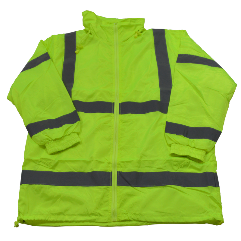 Petra Roc LWB-C3 ANSI Class 3 Lime Green Windbreaker Jacket With Detachable Hood, Front