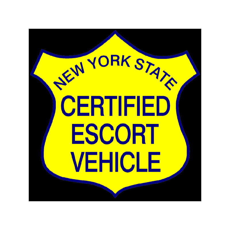 New York State Certified Escort Magnetic Vehicle Sign, Black Background