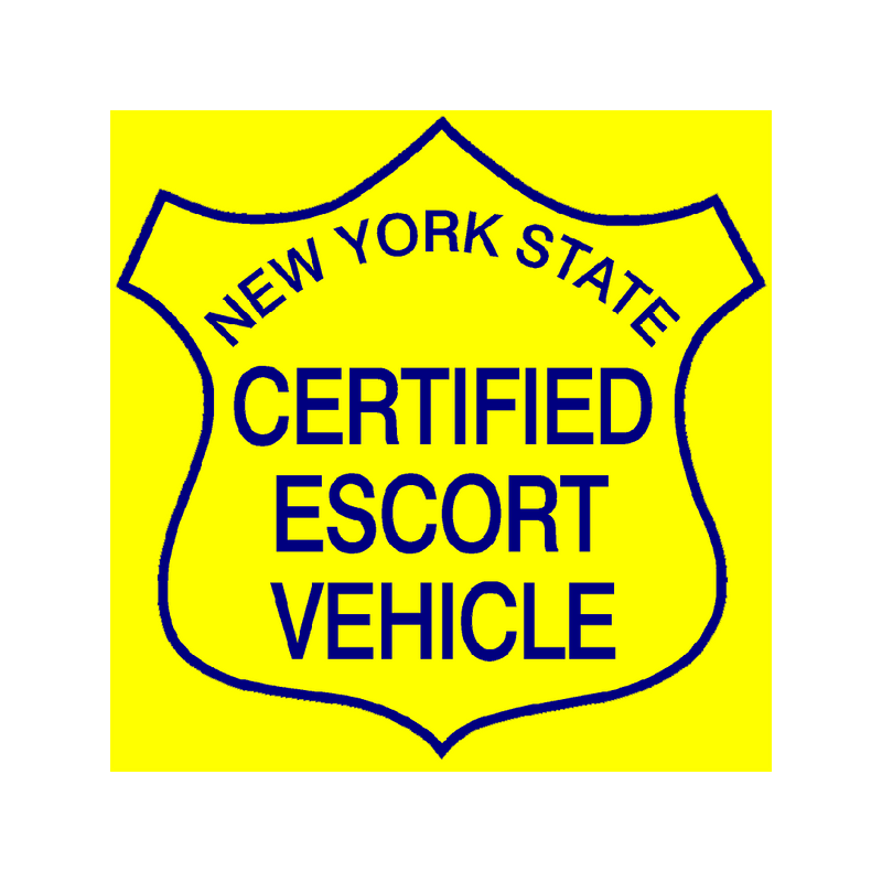 New York State Certified Escort Magnetic Vehicle Sign, Yellow Background