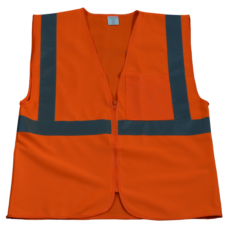 Petra Roc OV2-CB0/OVM2-CB0 ANSI/ISEA 107-2010 Class 2 Safety Vest Zipper Closure, Solid Front