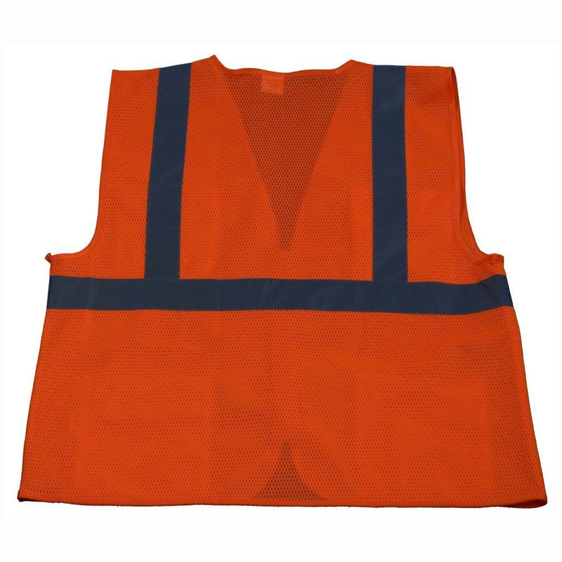 Petra Roc LV2/OV2-FSMB ANSI/ISEA 107-2010 Class II Front Solid Mesh Back 4-Pocket Safety Vests, Orange Back