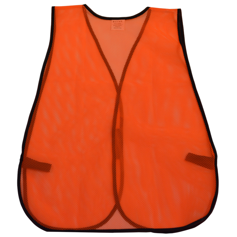 Non-ANSI Rated Orange Economy Mesh Safety Vests, Back