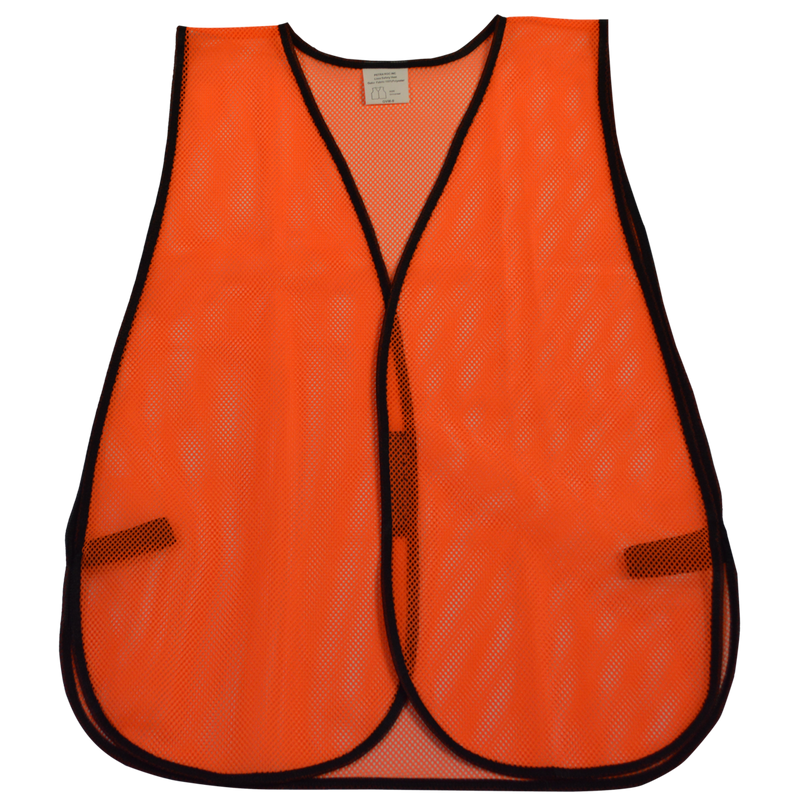 Non-ANSI Rated Orange Economy Mesh Safety Vests, Front