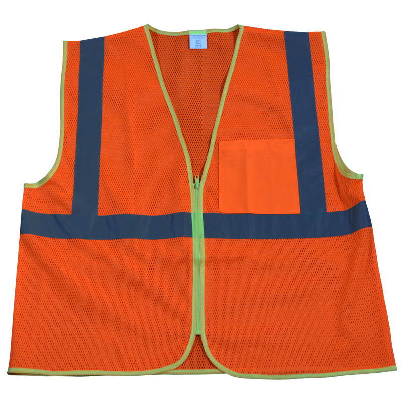 Petra Roc OV2-CB0/OVM2-CB0 ANSI/ISEA 107-2010 Class 2 Safety Vest Zipper Closure, Mesh Front