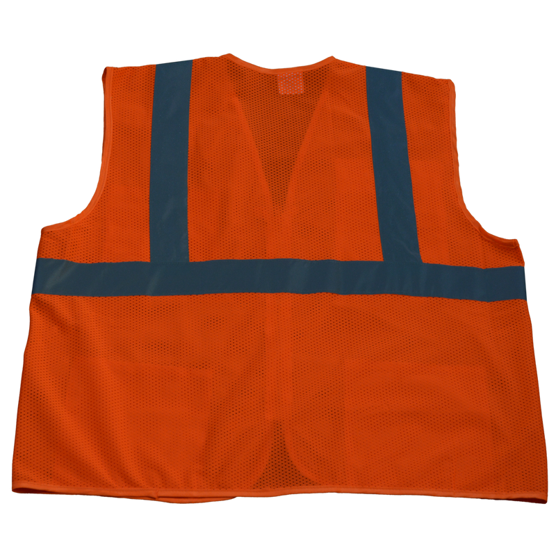 Petra Roc LV24/LVM24/OVM24 ANSI/ISEA 107-2010 Class II 4-Pocket Safety Vests, Orange Mesh Back