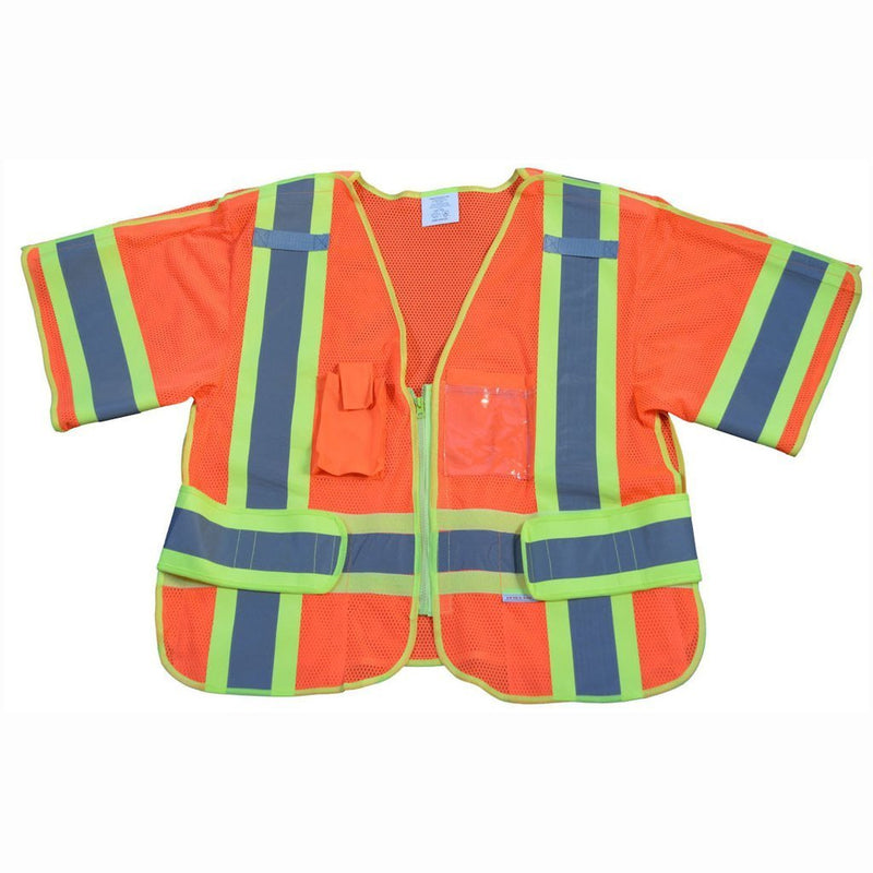 Petra Roc LVM3/OVM3-5PB-CB1 ANSI Class 3 Breakaway Short Sleeve Shirt/Vest, Two Tone Deluxe, Orange Front