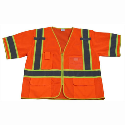 Petra Roc OVM3-CB1 ANSI/ISEA 107-2010 Class 3 Two Tone DOT Surveyors Safety Vest, Deluxe, Front