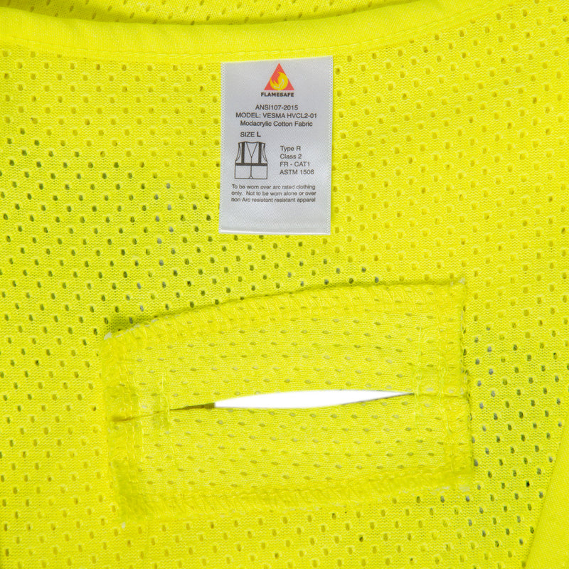 Flamesafe Flame Resistant Safety Vest, Ansi Class 2 Hi Viz Yellow