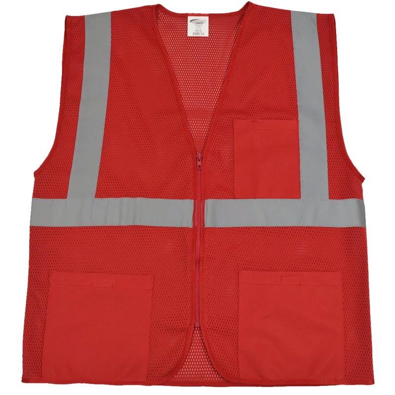 Petra Roc RVM-S1 Non-ANSI Enhanced Visibility Red Mesh Safety Vest