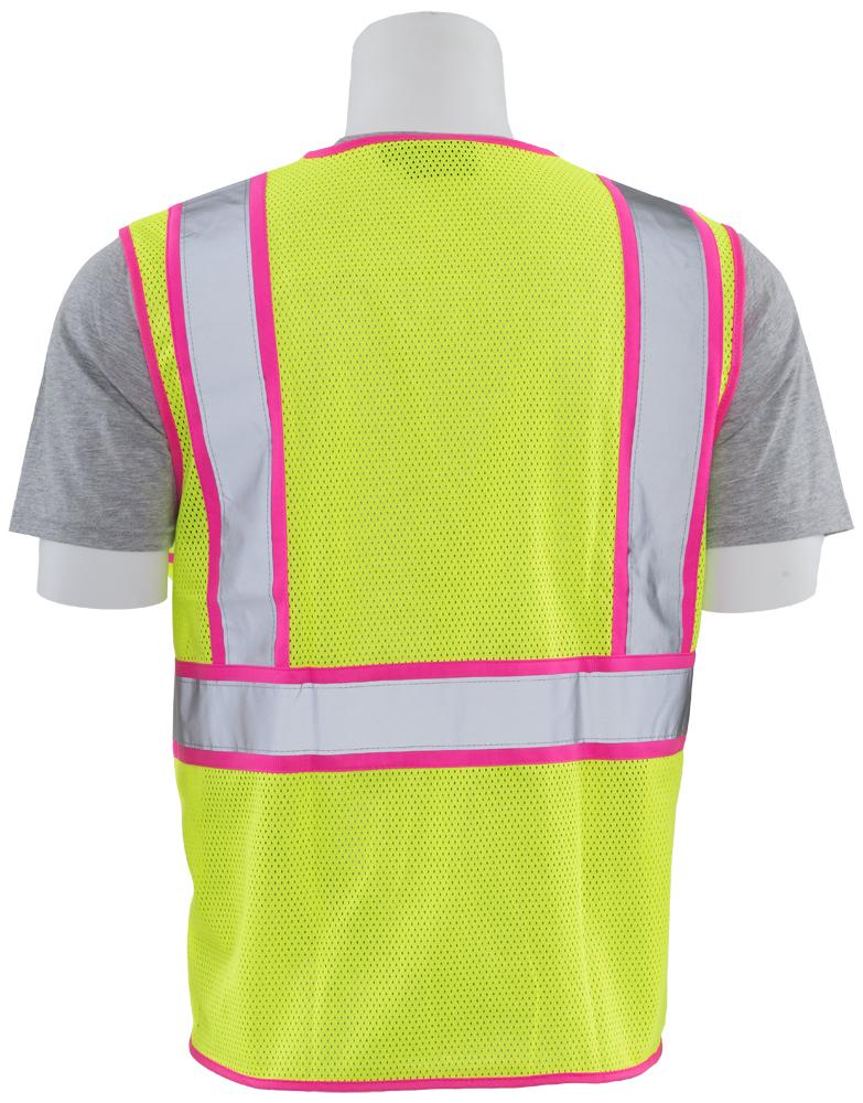ERB S730 ANSI Class 2 Unisex Safety Vest with Pink Trim