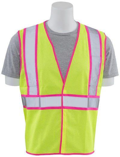 ERB S730 ANSI Class 2 Unisex Safety Vest with Pink Trim