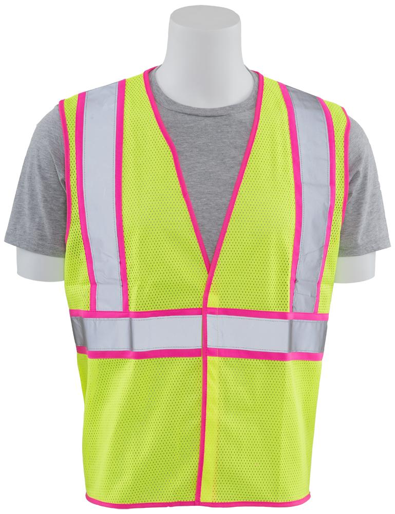 ERB S730 ANSI Class 2 Unisex Safety Vest with Pink Trim