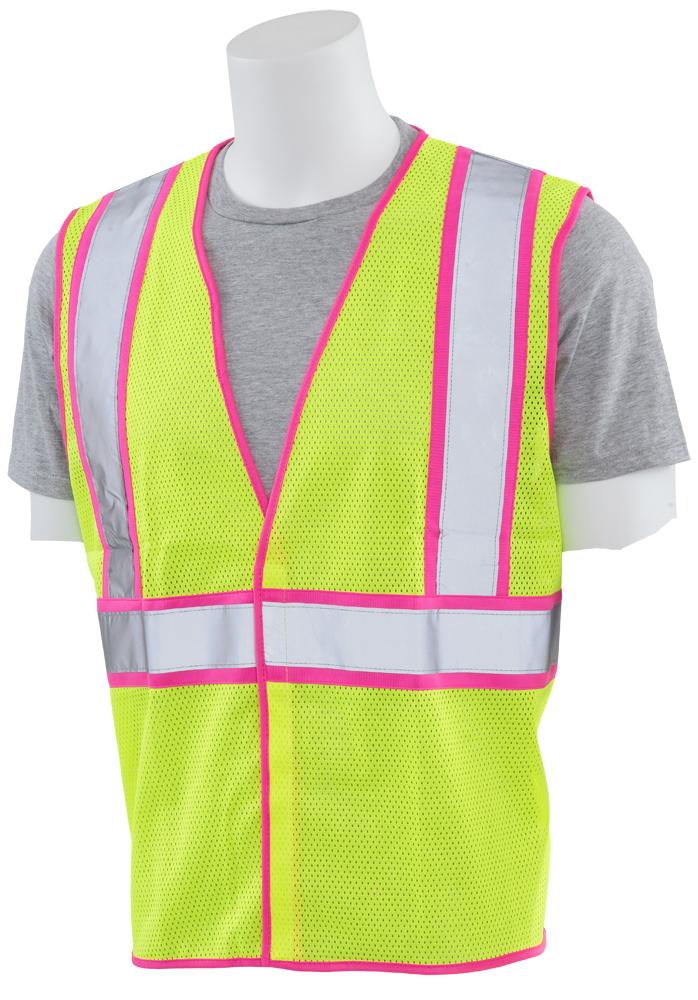 ERB S730 ANSI Class 2 Unisex Safety Vest with Pink Trim