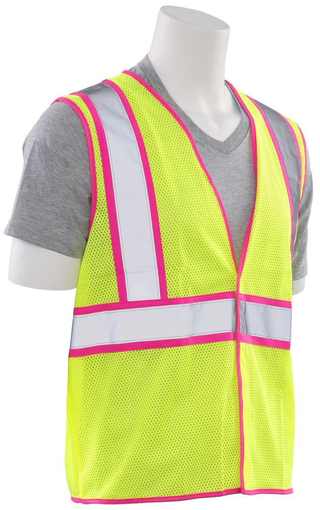 ERB S730 ANSI Class 2 Unisex Safety Vest with Pink Trim