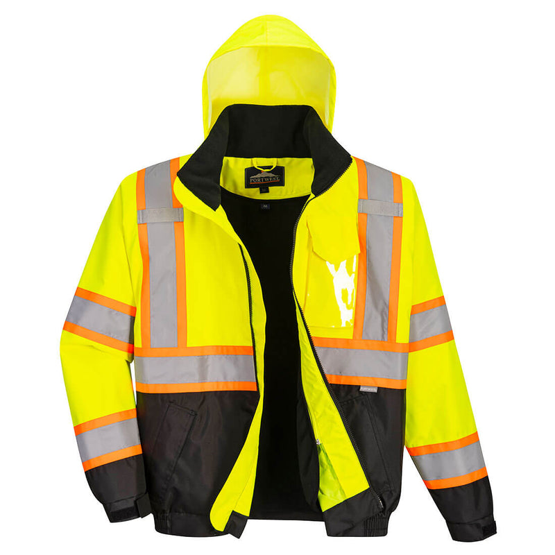 Hi-Vis 2-in-1 Contrast Tape Bomber Jacket