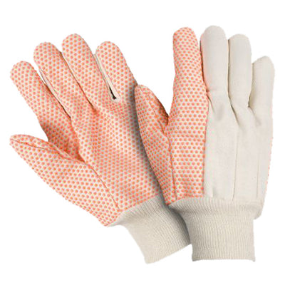Southern Glove USD103 Medium Weight Canvas Knit Wrist Gloves with Orange PVC Dots