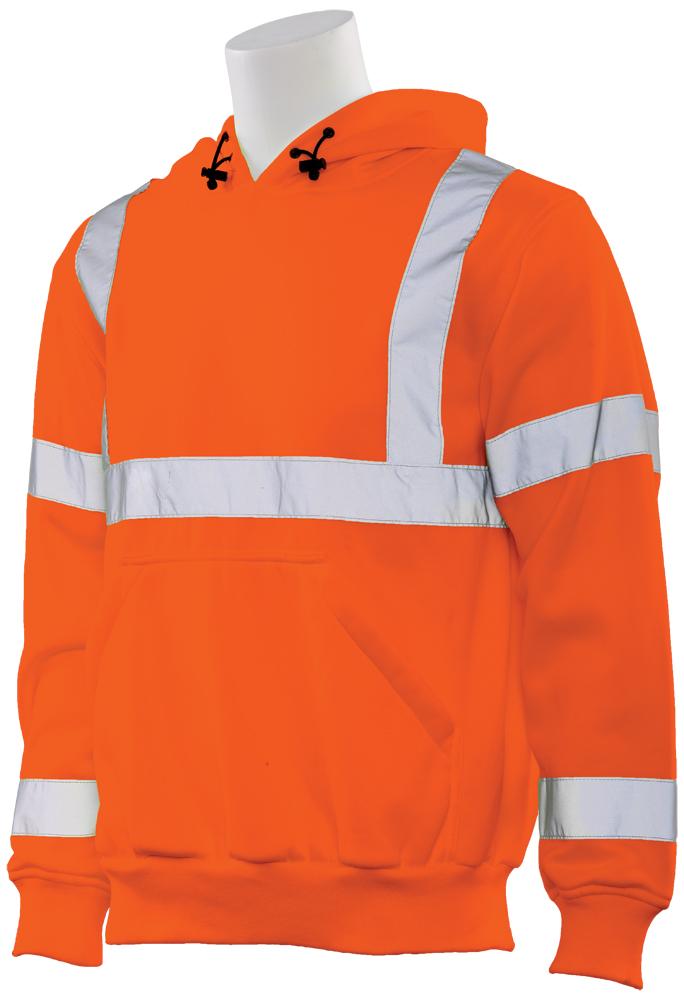 ERB W376 ANSI Class 3 Orange Hooded Pullover Sweatshirt