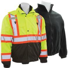 ERB W550 ANSI Class 3 Black Bottom Bomber Jacket