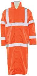 ERB S163 ANSI Class 3 Waterproof High Visibility Long Raincoat, Orange
