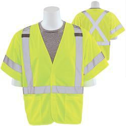 ERB S601X ANSI Class 3 High Visibility Safety Vest with X On Back