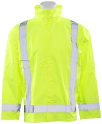 ERB S373D ANSI Class 3 High Visibility Lime Rain Jacket