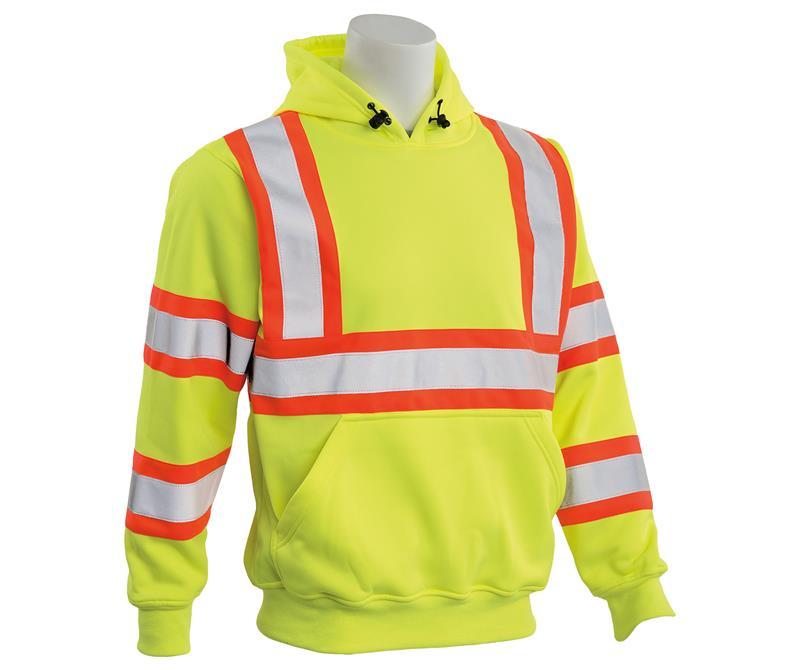 ERB W376C ANSI Class 3 Hooded Pullover Sweatshirt with Contrasting Trim
