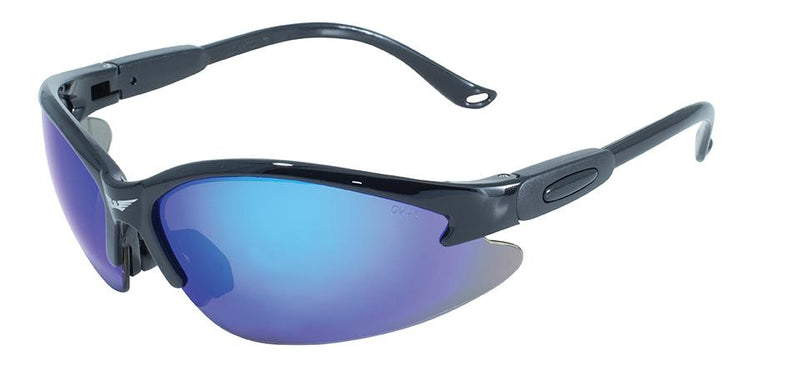 Global Vision Cougar GT Safety Glasses with G-Tech Blue Lenses, Gloss Black Frames