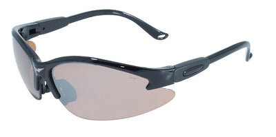 Cougar Safety Glasses with Driving Mirror Lenses, Gloss Black Frames
