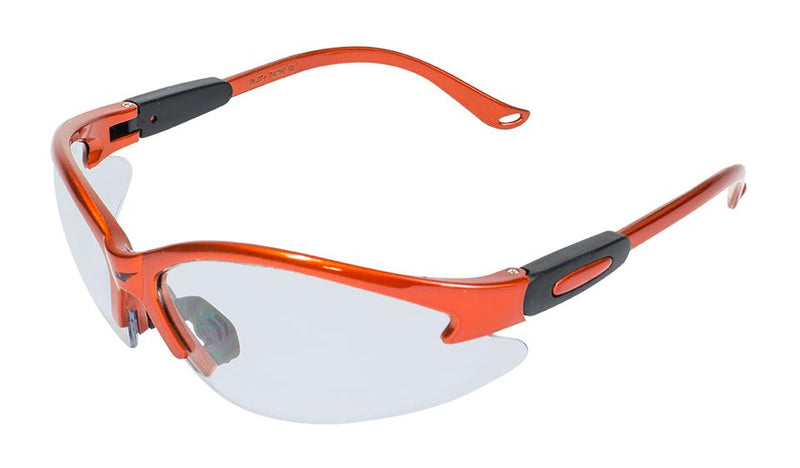 Global Vision Cougar Orange CL Safety Glasses with Clear Lenses, Orange Frames