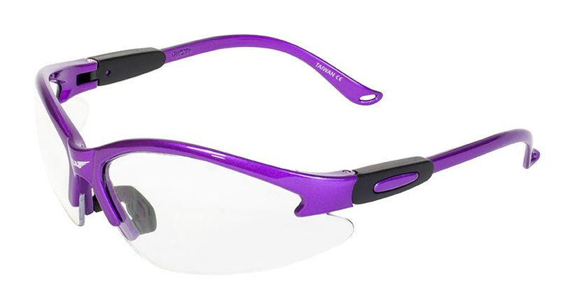 Global Vision Cougar Purple Safety Glasses with Clear Lenses, Purple Frames