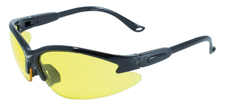Cougar Safety Glasses with Yellow Tint Lenses, Black Frames