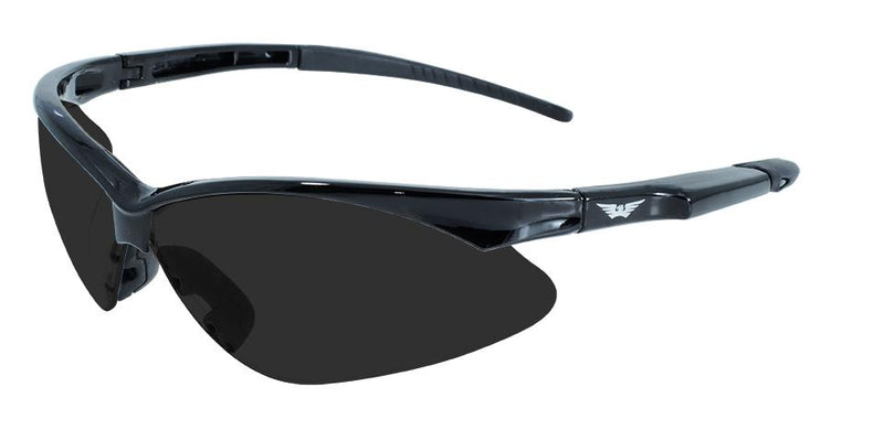Global Vision Fast Freddie Safety Glasses with Super Dark Lenses, Gloss Black Frames